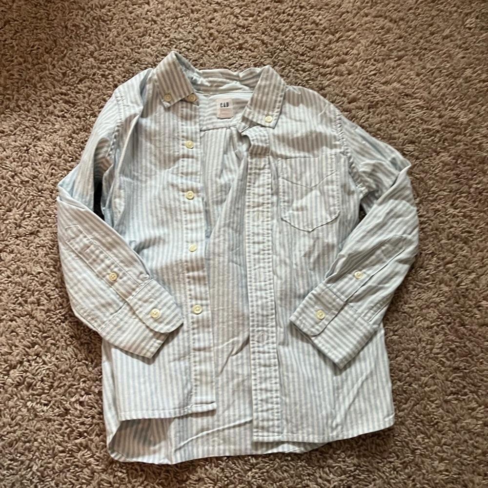 GAP Boys Striped button up Blue Shirt